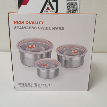 Stainless Steel ware 3 pcs Storage Box Vacuumed, 31830