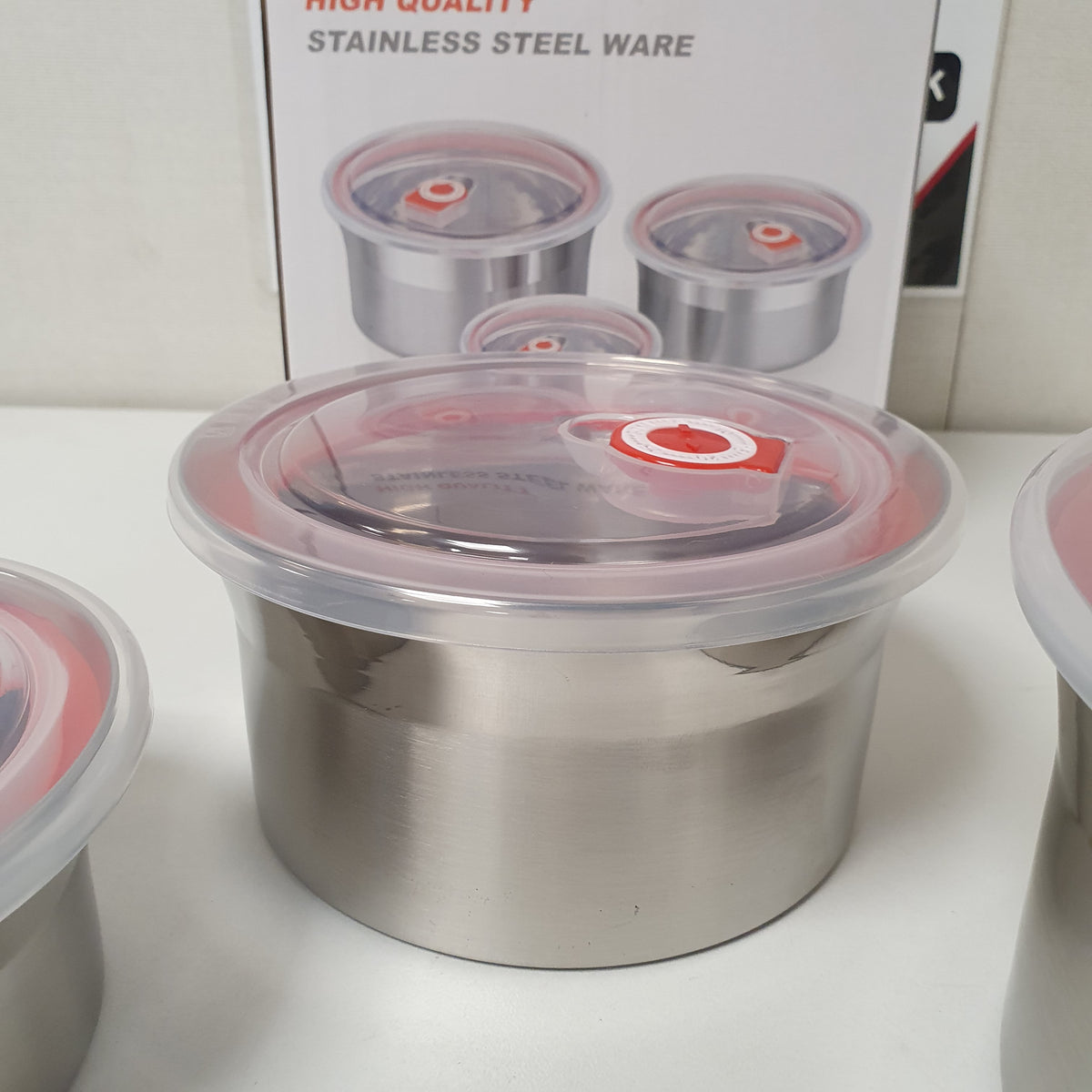 Stainless Steel ware 3 pcs Storage Box Vacuumed, 31830