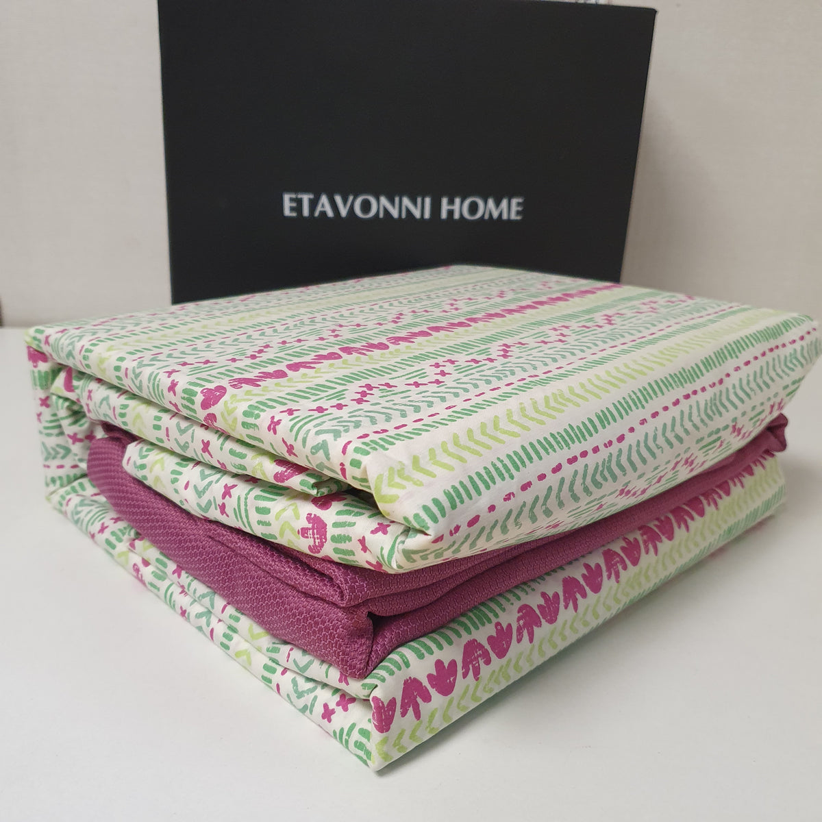 Etavonni Gift Pack Boxed Bedsheet Green White, 6