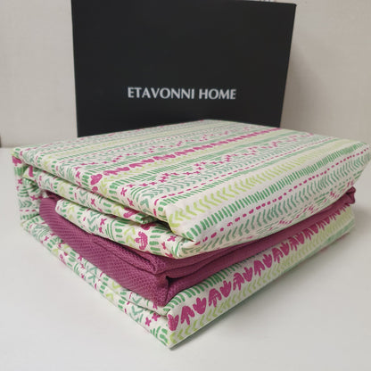 Etavonni Gift Pack Boxed Bedsheet Green White, 6