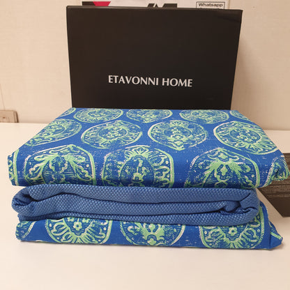 Etvonni Home Bed Sheet Blue Green Leaves, 2