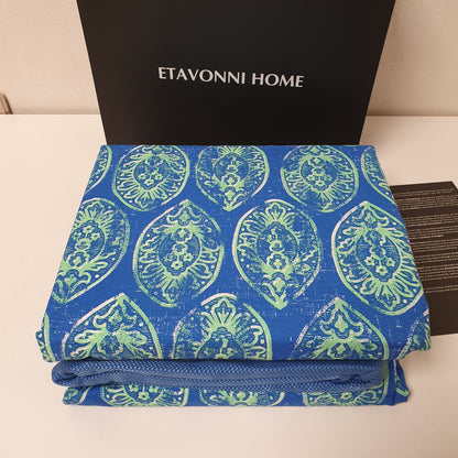 Etvonni Home Bed Sheet Blue Green Leaves, 2