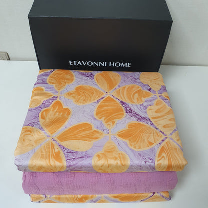 Etavonni Home Purple Yellow Bedsheet Printed Gift Box, 7