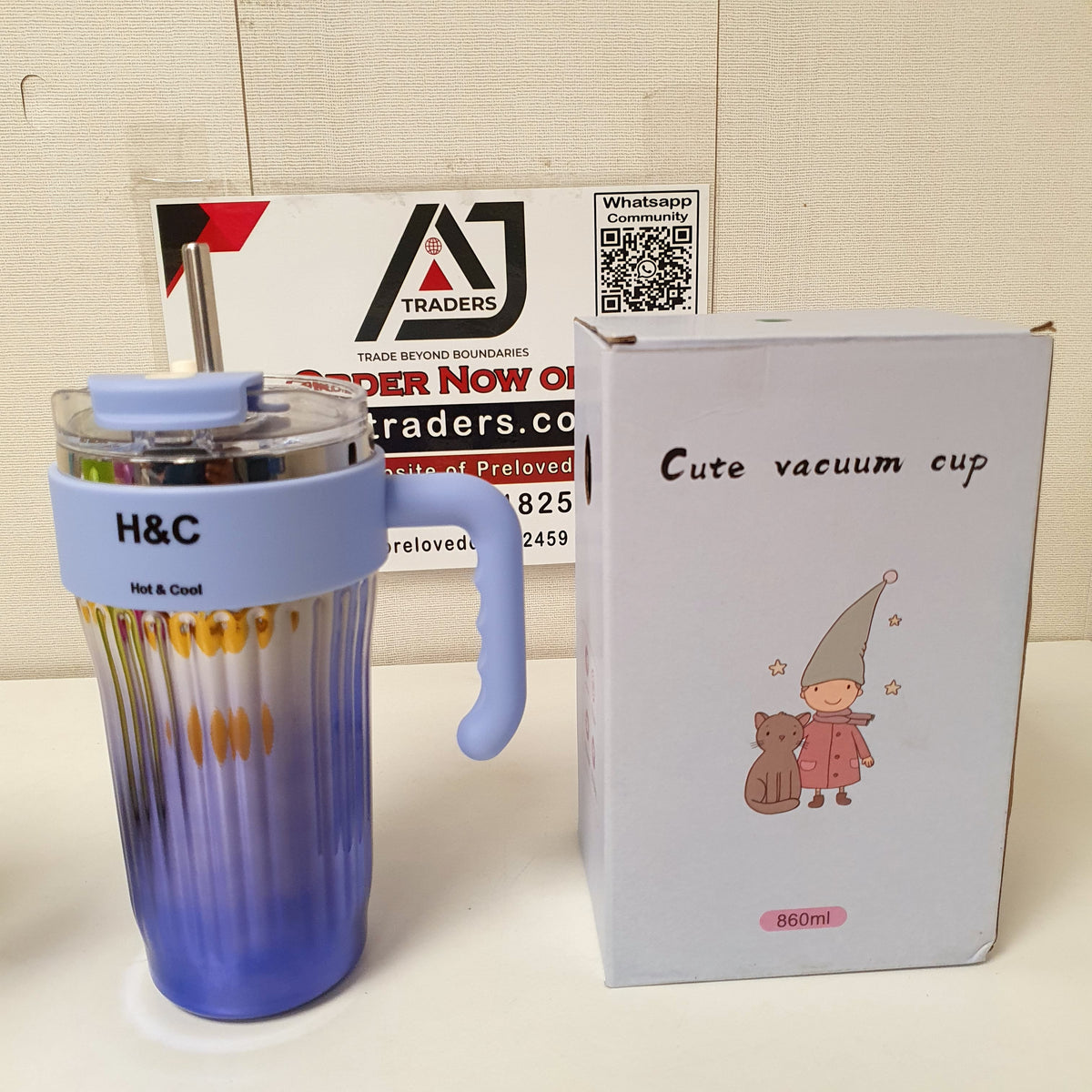 Cute Vacuumed Cup with Stainless Steel Straw, 32100