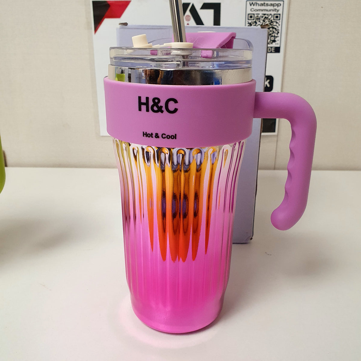 Cute Vacuumed Cup with Stainless Steel Straw, 32100
