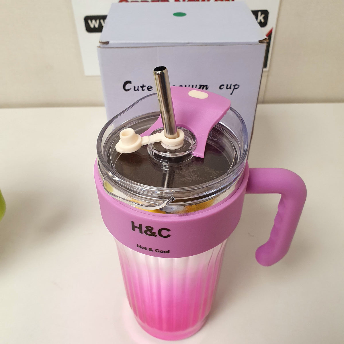 Cute Vacuumed Cup with Stainless Steel Straw, 32100
