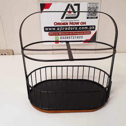 Double Basket with Wood Plate, 61150