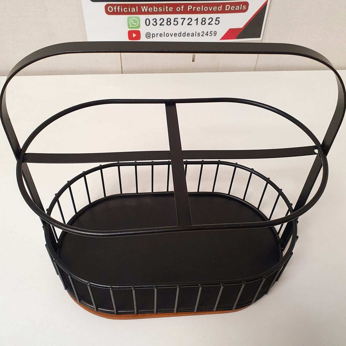Double Basket with Wood Plate, 61150