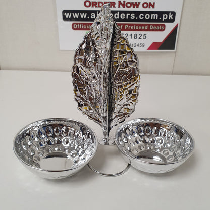 Silver Decoration Leaf with 2 Bowls, 31800