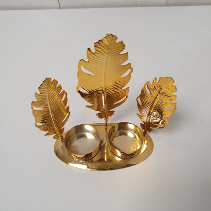 Golden Decoration Leave with 2 Small Bowls Decoration, 22175