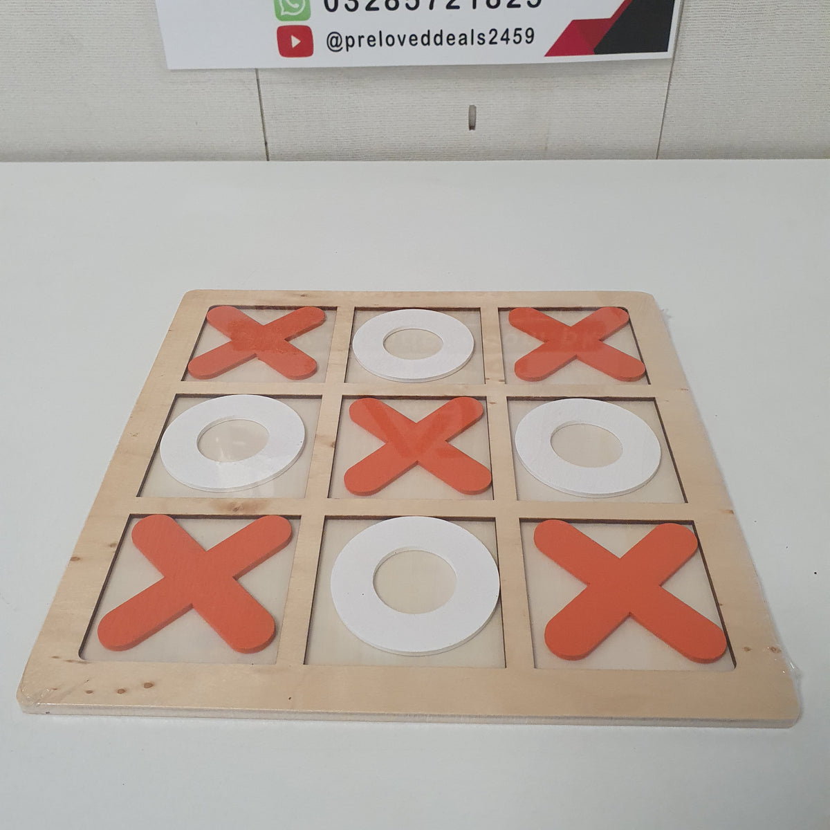 Tic Tak Toe Wooden Puzzle Game Orange White, 21165