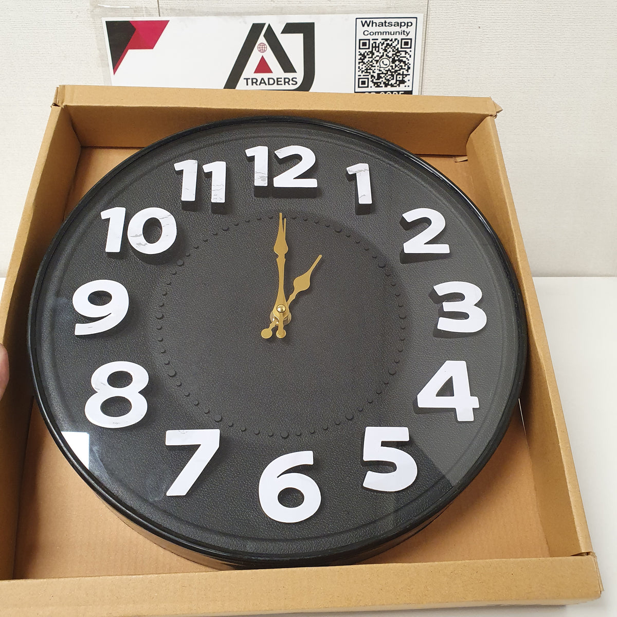 Big Number Black Wall Clock, 11830
