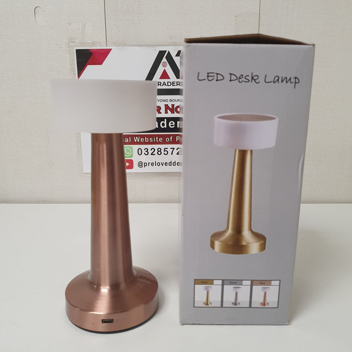 Led Desk Lamp White and Rose gold, 11750