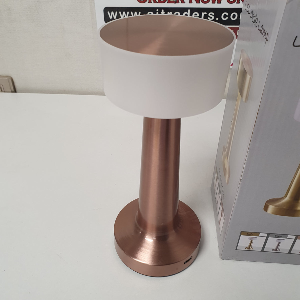 Led Desk Lamp White and Rose gold, 11750
