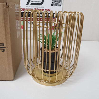 Golden Stainless steel Decoration with Grass Pot Big Size, 11750
