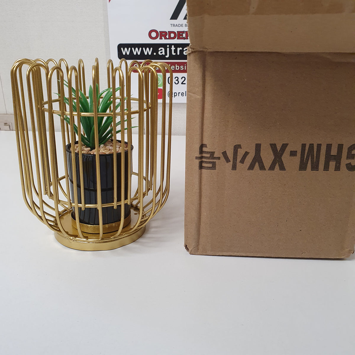 Golden Stainless steel Decoration with Grass Pot Big Size, 11750