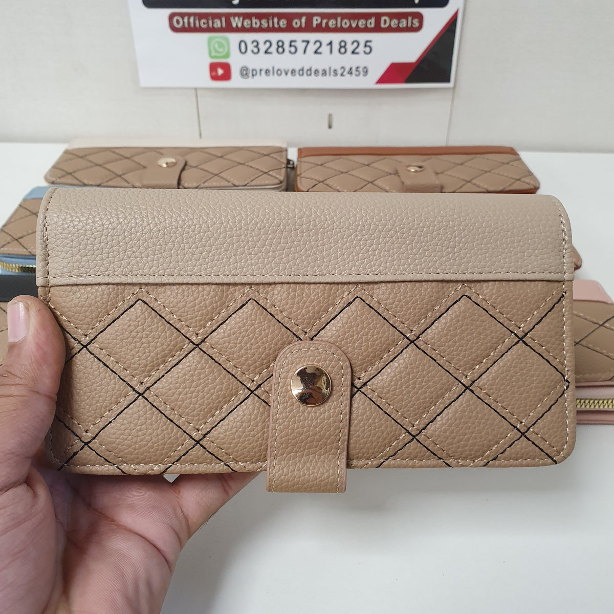 Ladies Clutch Brown Button Style, 41700