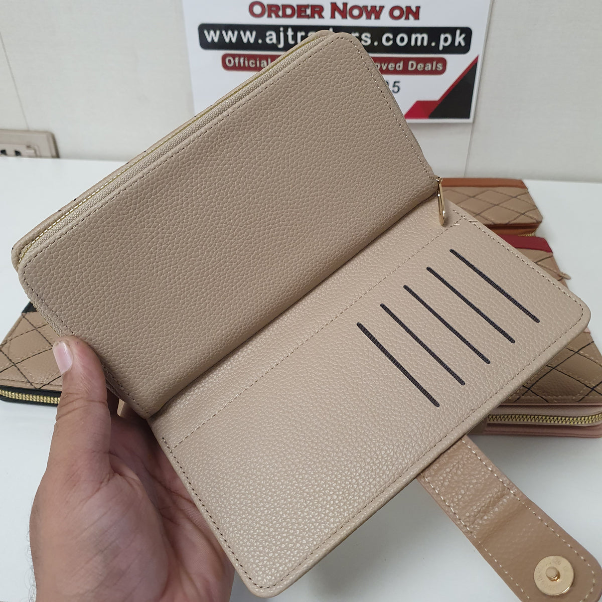 Ladies Clutch Brown Button Style, 41700