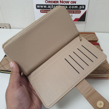 Ladies Clutch Brown Button Style, 41700