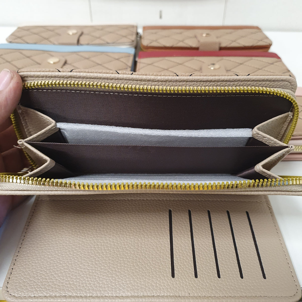 Ladies Clutch Brown Button Style, 41700