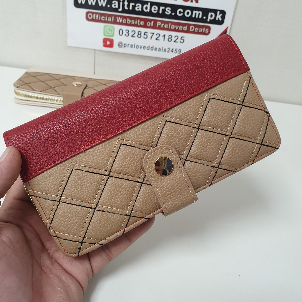 Ladies Clutch Brown Button Style, 41700