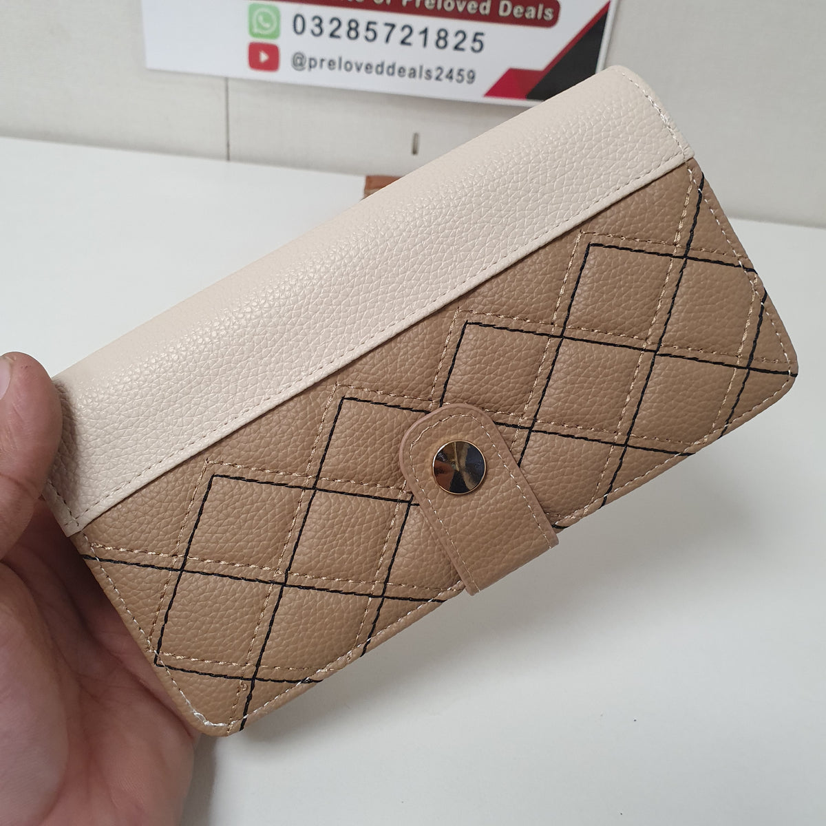 Ladies Clutch Brown Button Style, 41700