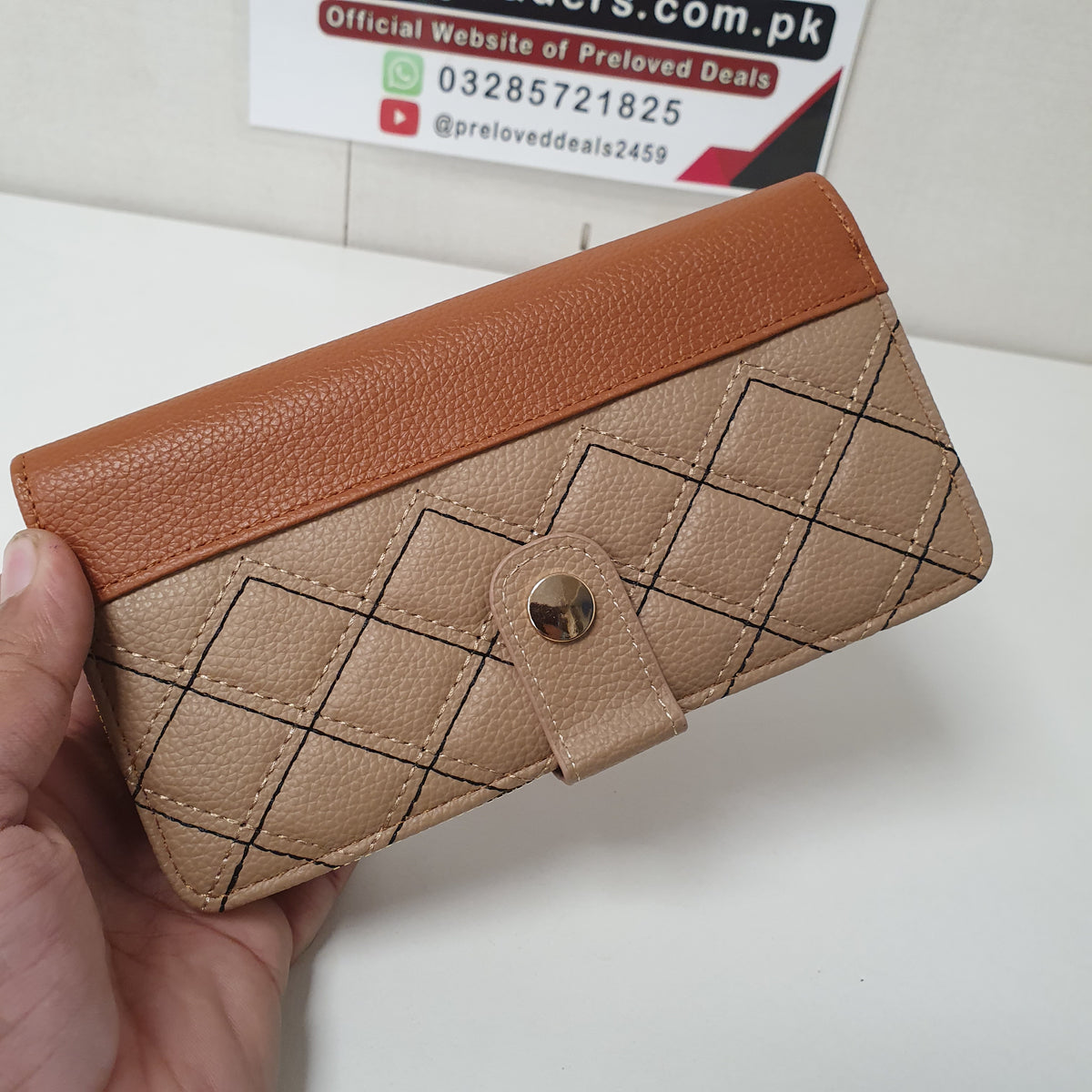 Ladies Clutch Brown Button Style, 41700