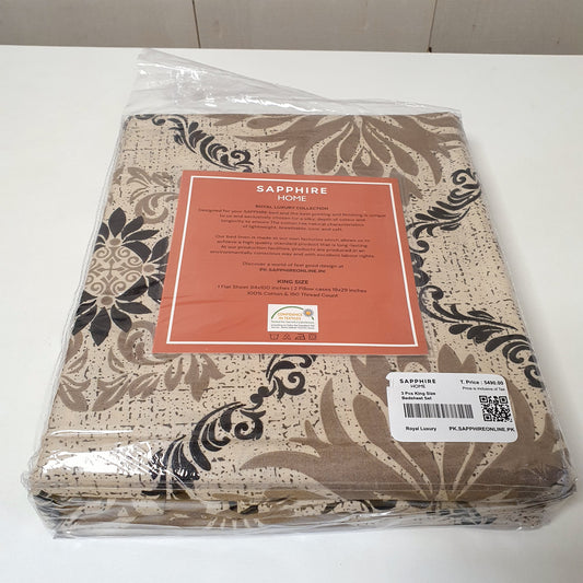 Almond Brown Bed Sheet Moti Style from Sapphire King Size, 52450