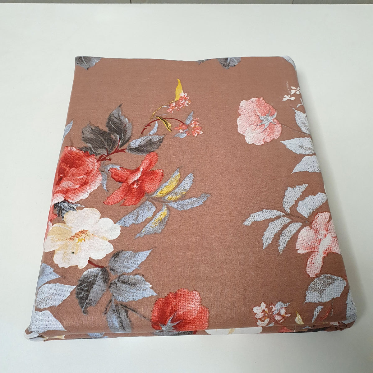 Brown Bed Sheet with Multi Flowers from Sapphire King Size, 52450