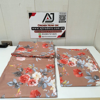 Brown Bed Sheet with Multi Flowers from Sapphire King Size, 52450