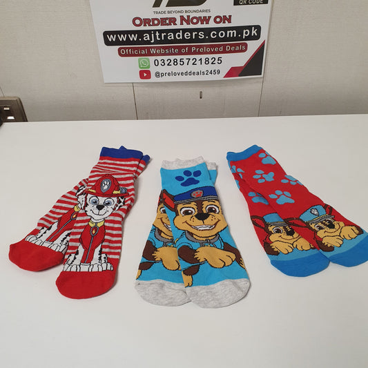 Cartoon Chracter Socks For Kids Pack of 3, 30
