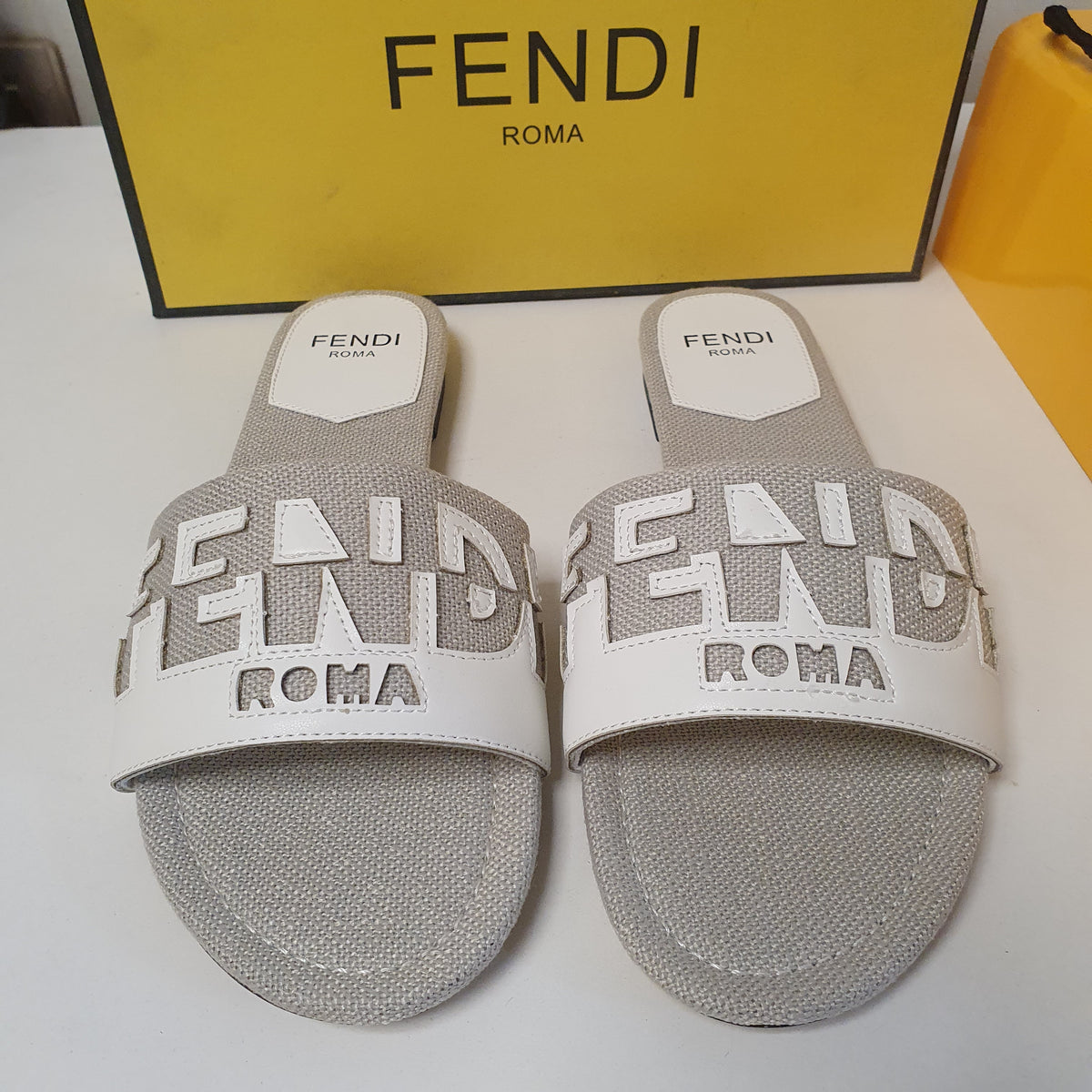 Fendi Roma Ladies Grey white Chapal Size 41 9691