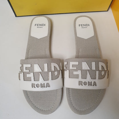 Fendi Roma Ladies Grey white Chapal Size 41 9691
