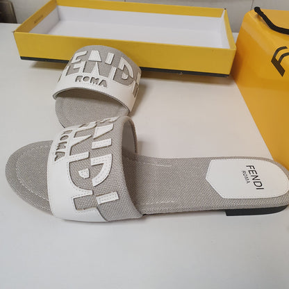Fendi Roma Ladies Grey white Chapal Size 41 9691