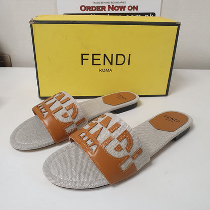 Grey Brown Fendi Roma Chappal 5278