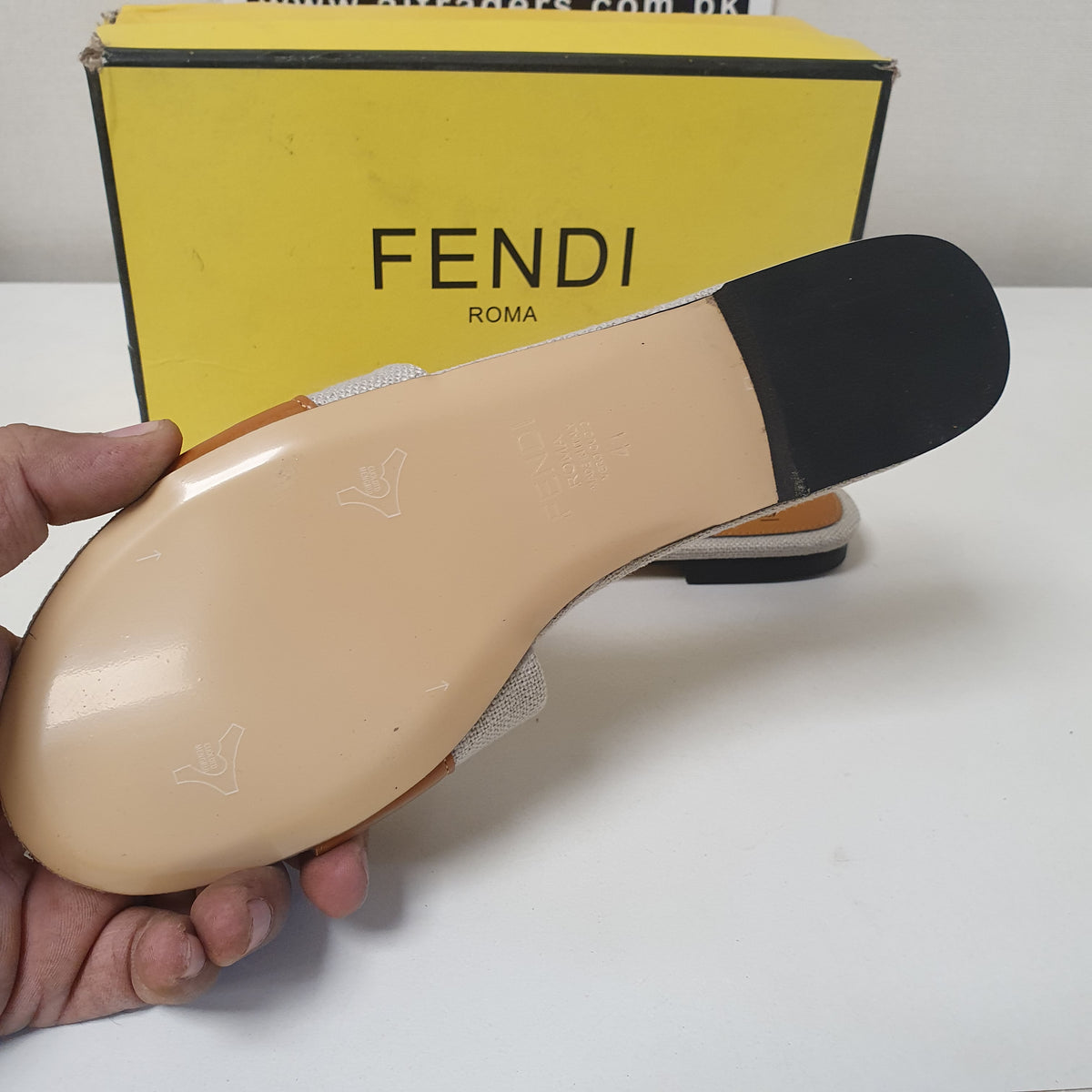 Grey Brown Fendi Roma Chappal 5278