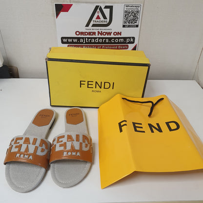 Grey Brown Fendi Roma Chappal 5278