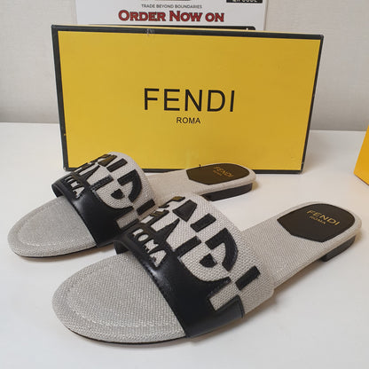 Fendi Roma Grey Black Chappal 41 Size 8525