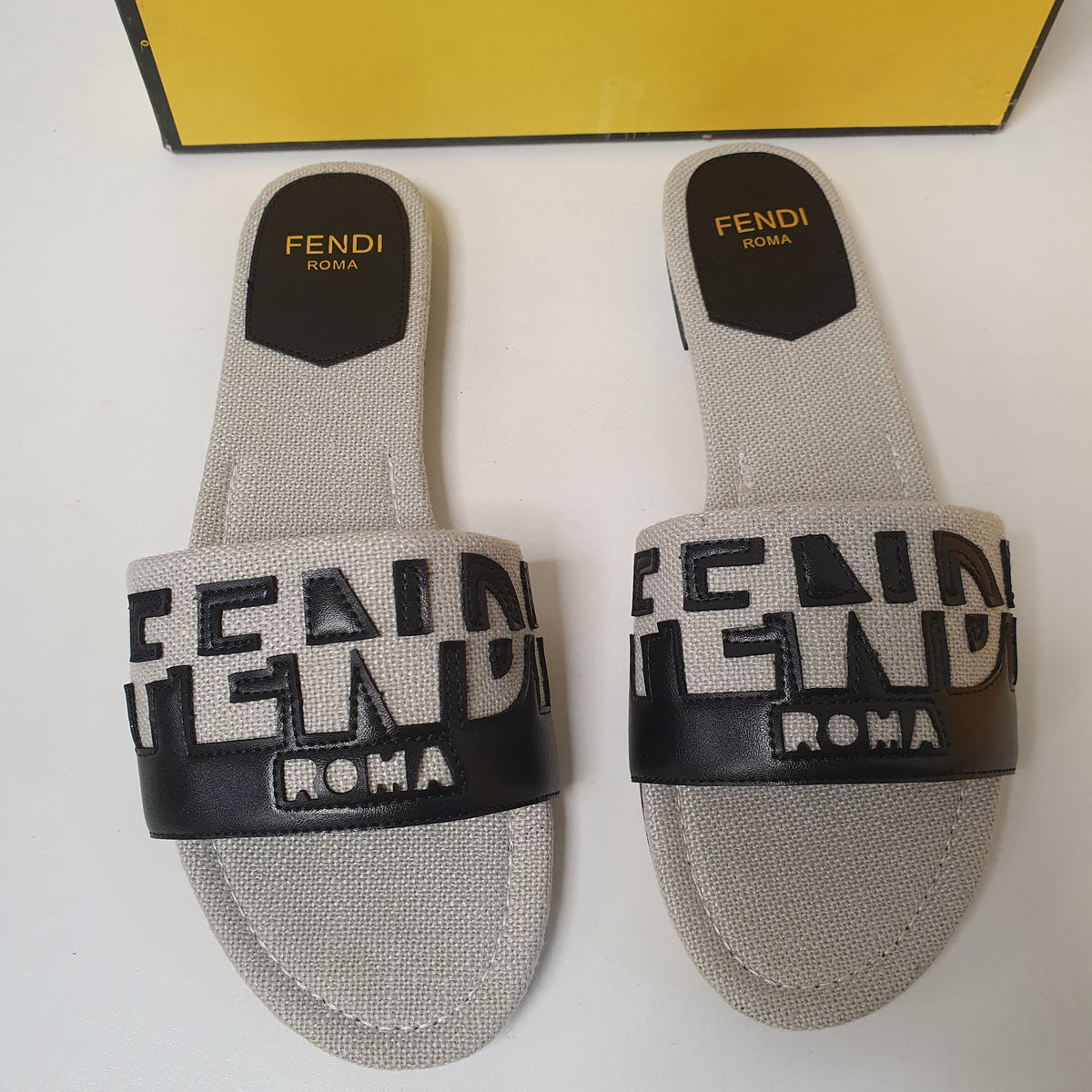 Fendi Roma Grey Black Chappal 41 Size 8525