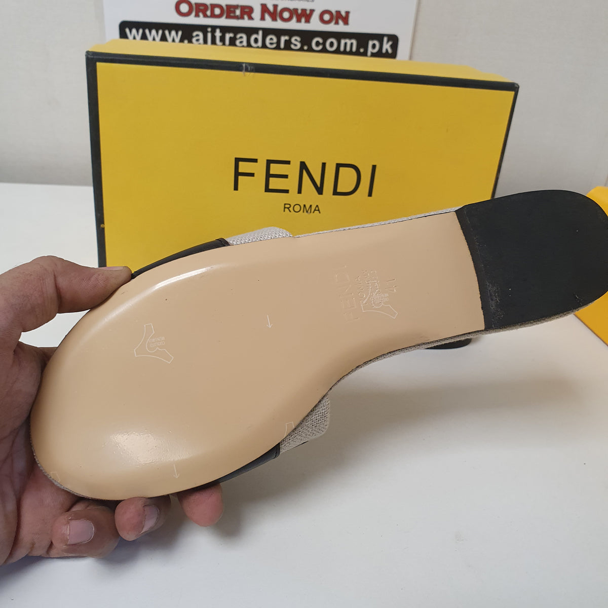 Fendi Roma Grey Black Chappal 41 Size 8525