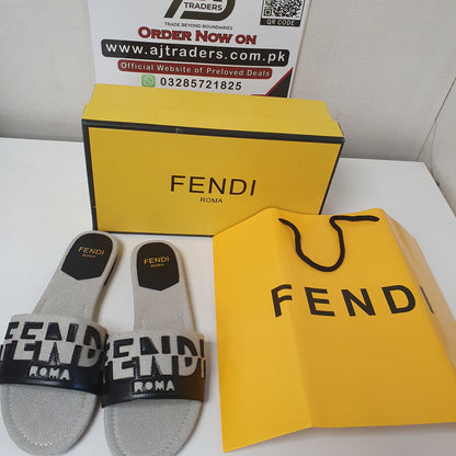 Fendi Roma Grey Black Chappal 41 Size 8525