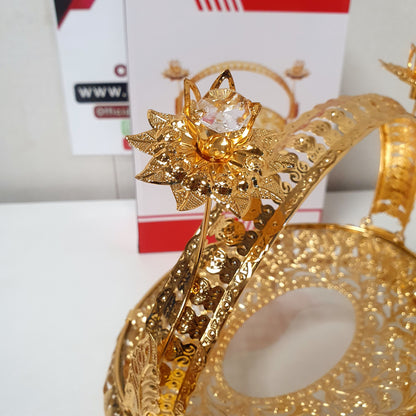 Golden Decoration Tray With Handle Oval Shape , 21225
