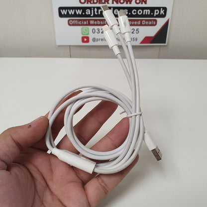 3-in-1 Universal USB Charging Cable for iPhone, Type-C & Android