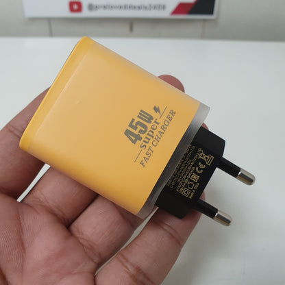 45W Super Fast Charger Dual USB-C & USB-A Wall Adapter