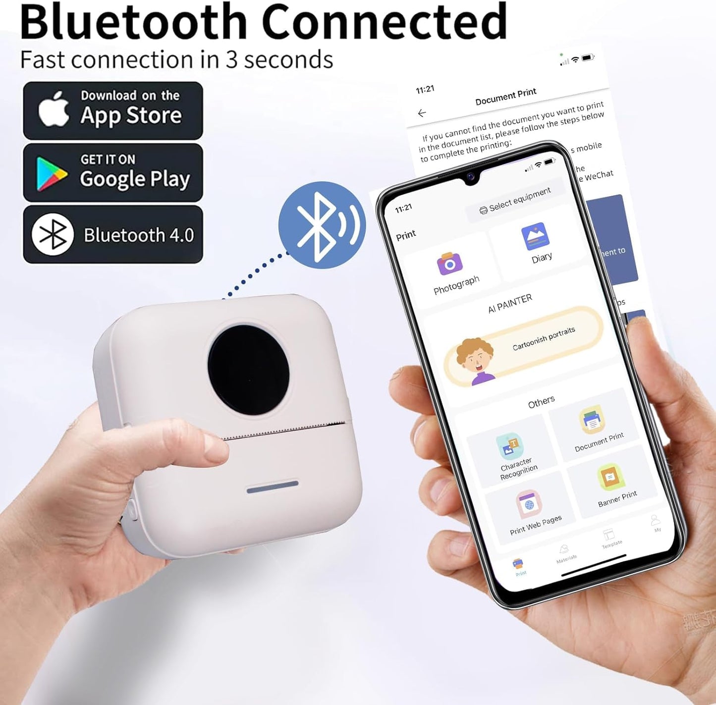 Mini Portable Thermal Pocket Printer - Bluetooth Wireless Inkless