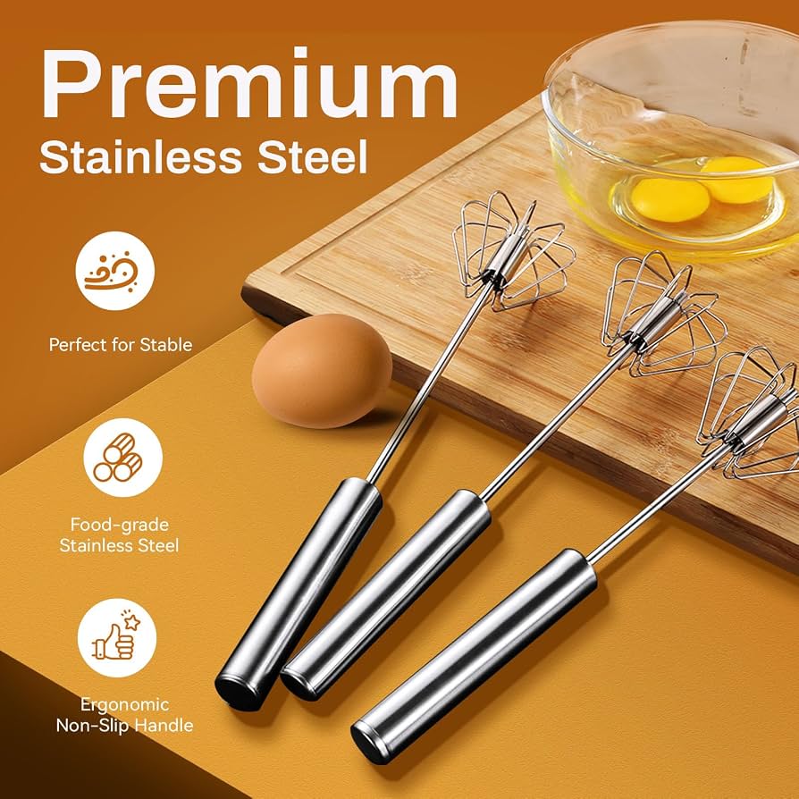 Semi-Automatic Stainless Steel Push Whisk & Egg Beater