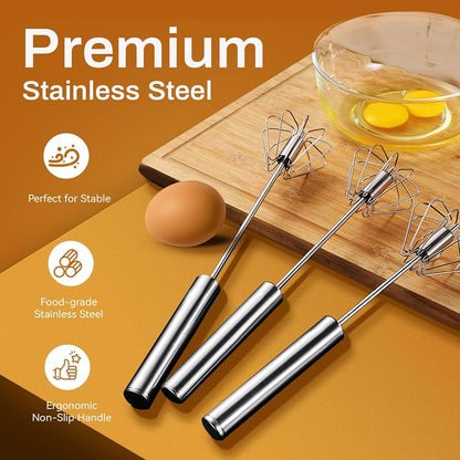 Semi-Automatic Stainless Steel Push Whisk & Egg Beater
