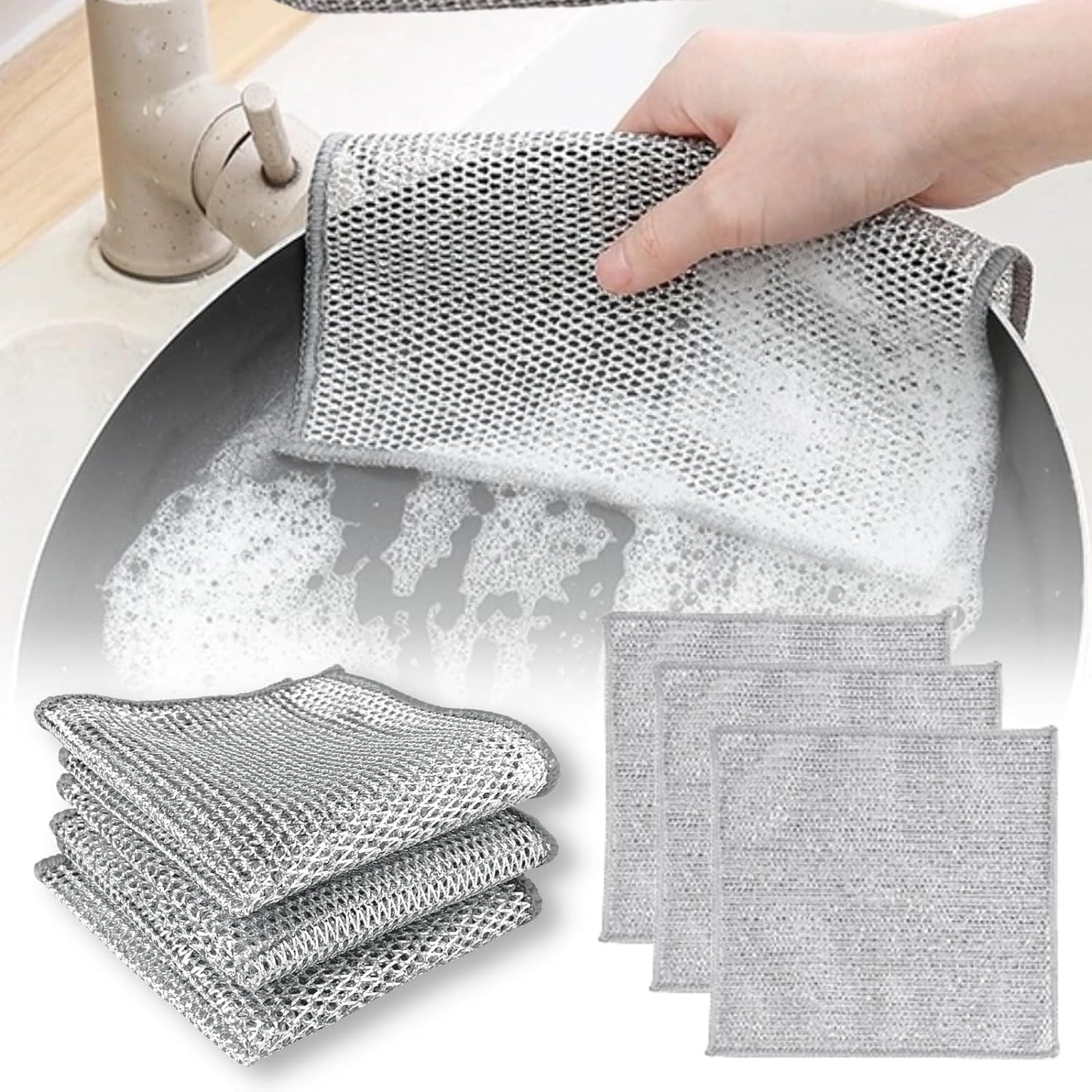 Reusable Mesh Net Cleaning Cloths 10 Pack - Non-Scratch Dish Scrubber