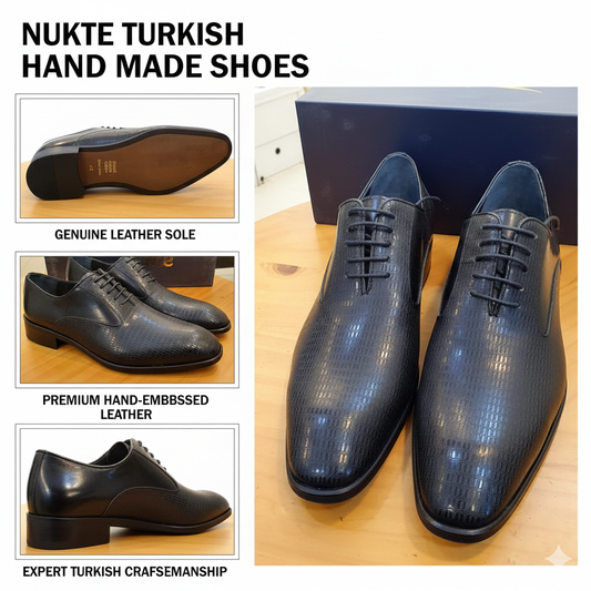 Nukte Turkish Leather Hand Made Black Classic Shoes ART008