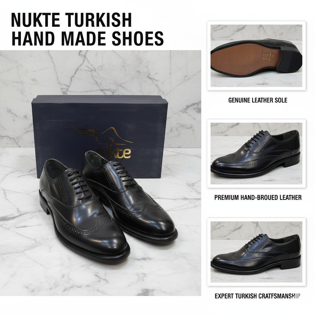 Sepals Hand made Turkish Classic Black Leather Shoes ART009